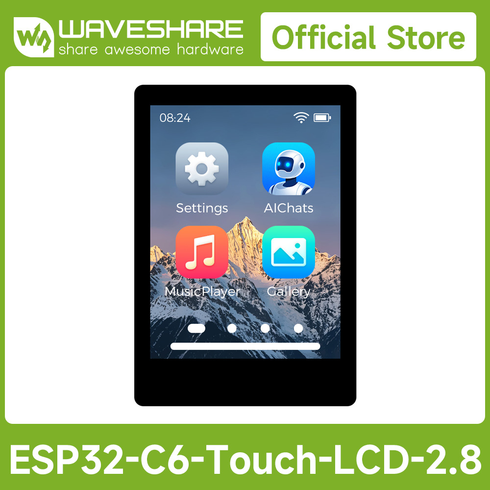 Doit Esp32 - Waveshare ESP32-C6 2.8インチ IPS静電容量式タッチディスプレイ開発ボード、240 × 320解像度、262Kカラー、統合Wi-Fi