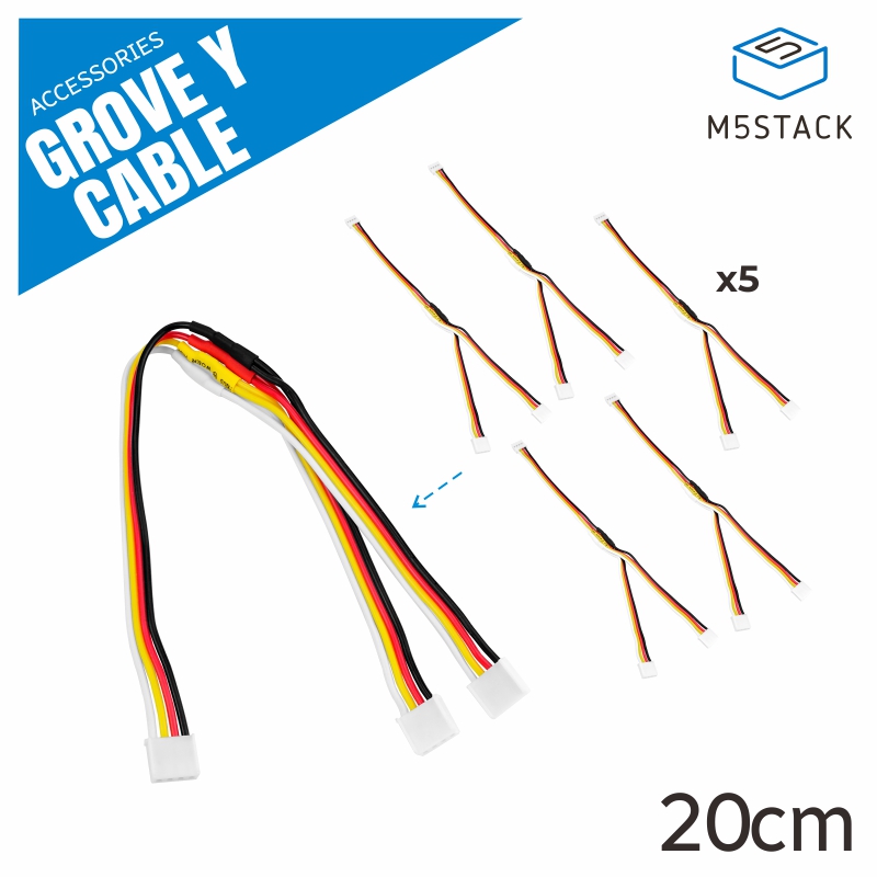 M5Stack Core2 - M5Stack 公式グローブ Y ケーブル 20cm (5本)